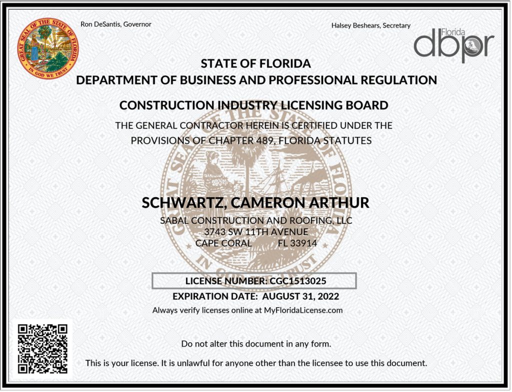 Licensed Construction and Roofing Company in Florida