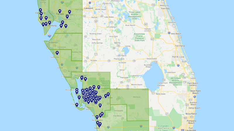 Sabal Construction and Roofing Service Areas