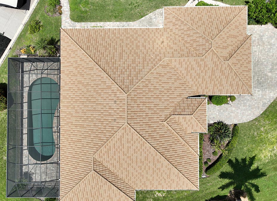 Top View of a House with Metal Tile Roof